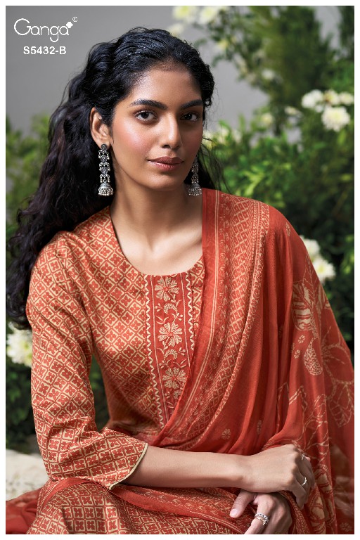 GANGA DAELEN S5432 WHOLESALE PURE WOOL PASHMINA WINTER WEAR UNSTITCH SALWAR SUITS FOR EXPORT