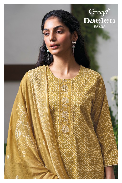 GANGA DAELEN S5432 WHOLESALE PURE WOOL PASHMINA WINTER WEAR UNSTITCH SALWAR SUITS FOR EXPORT