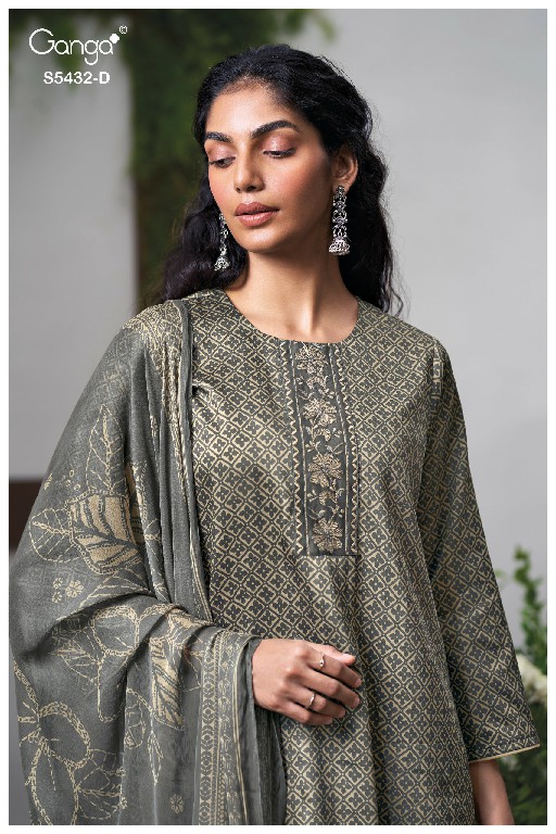 GANGA DAELEN S5432 WHOLESALE PURE WOOL PASHMINA WINTER WEAR UNSTITCH SALWAR SUITS FOR EXPORT