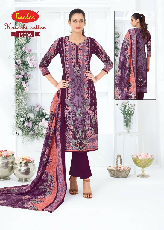 BAALAR KARACHI COTTON VOL 15 WHOLESALE COTTON PRINTED CASUAL WEAR DRESS MATERIAL ONLINE