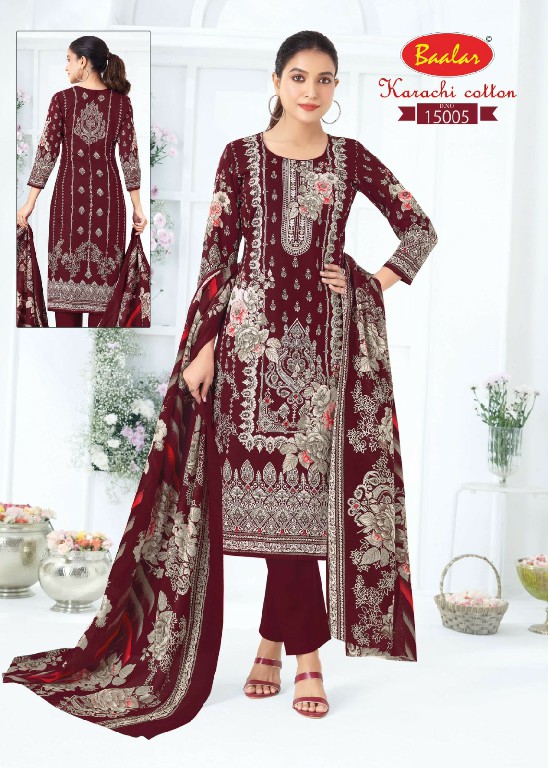 BAALAR KARACHI COTTON VOL 15 WHOLESALE COTTON PRINTED CASUAL WEAR DRESS MATERIAL ONLINE