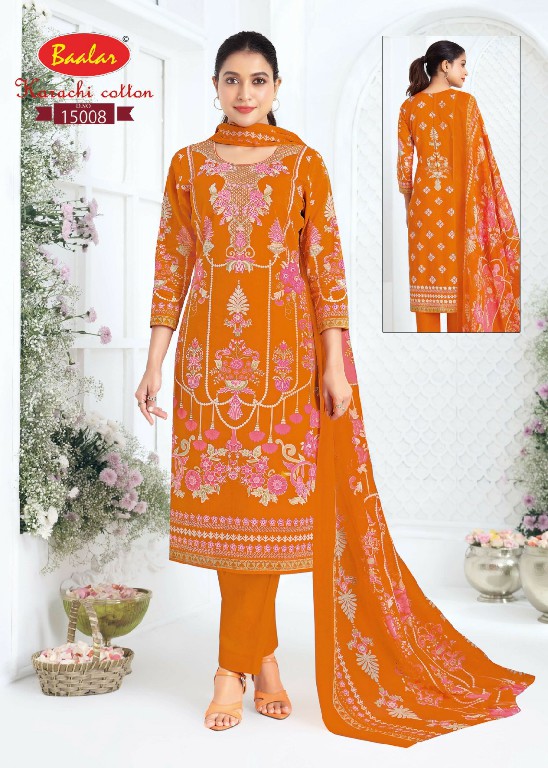 BAALAR KARACHI COTTON VOL 15 WHOLESALE COTTON PRINTED CASUAL WEAR DRESS MATERIAL ONLINE