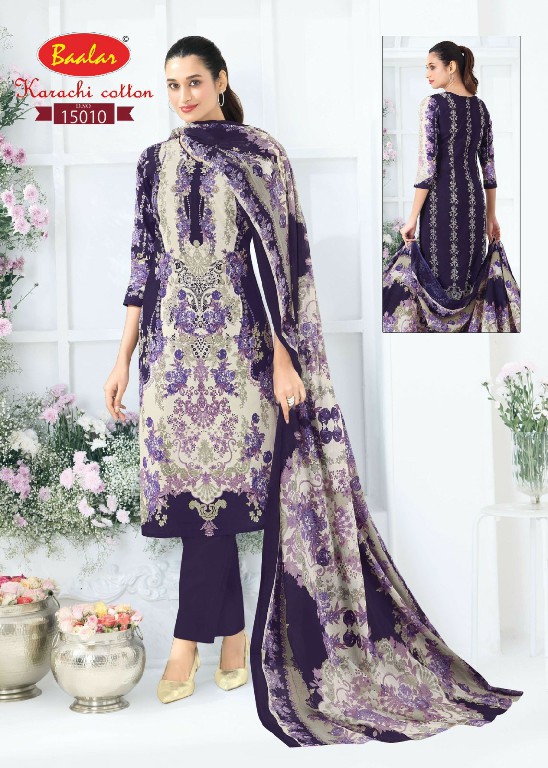 BAALAR KARACHI COTTON VOL 15 WHOLESALE COTTON PRINTED CASUAL WEAR DRESS MATERIAL ONLINE