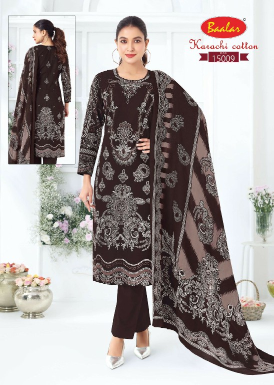 BAALAR KARACHI COTTON VOL 15 WHOLESALE COTTON PRINTED CASUAL WEAR DRESS MATERIAL ONLINE