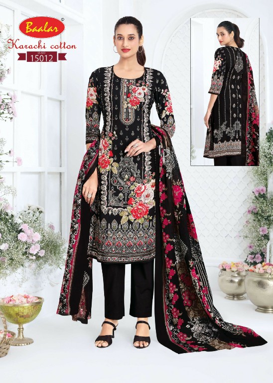 BAALAR KARACHI COTTON VOL 15 WHOLESALE COTTON PRINTED CASUAL WEAR DRESS MATERIAL ONLINE