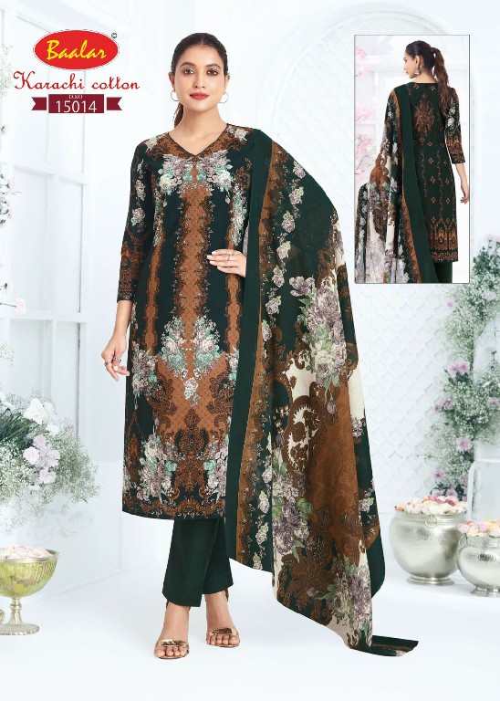 BAALAR KARACHI COTTON VOL 15 WHOLESALE COTTON PRINTED CASUAL WEAR DRESS MATERIAL ONLINE