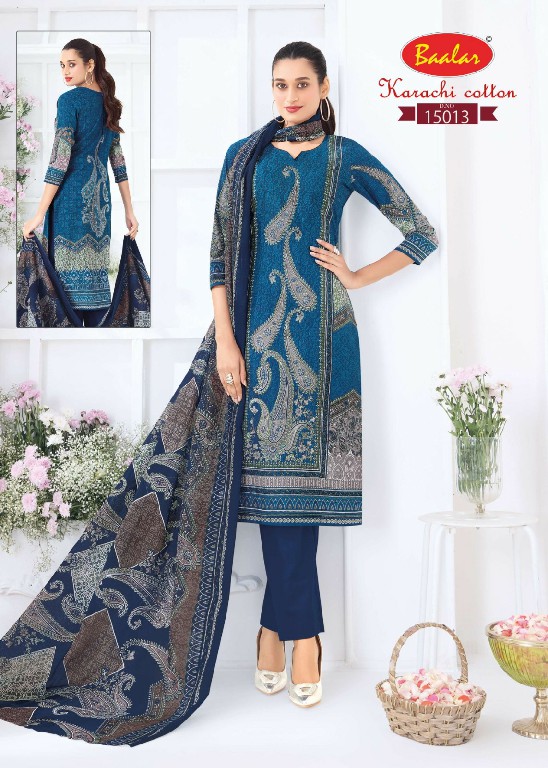 BAALAR KARACHI COTTON VOL 15 WHOLESALE COTTON PRINTED CASUAL WEAR DRESS MATERIAL ONLINE