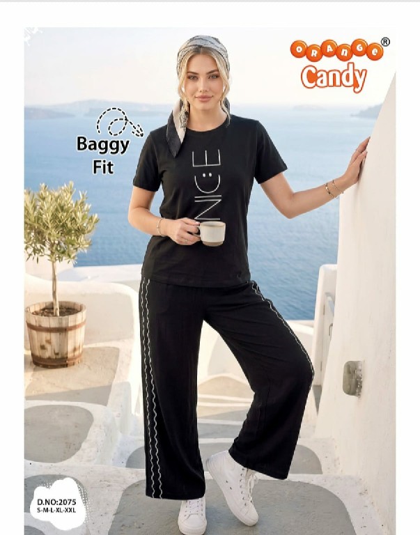 ORANGE CANDY D.NO 2075 WHOLESALE READYMADE IMPORTED COTTON PREMIUM BEGGY FIT TRACK SUITS FOR WOMEN ONLINE