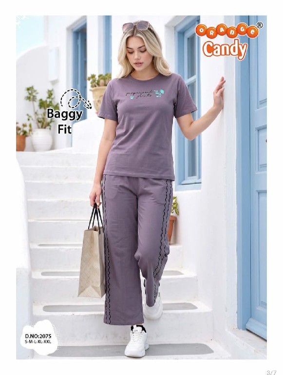 ORANGE CANDY D.NO 2075 WHOLESALE READYMADE IMPORTED COTTON PREMIUM BEGGY FIT TRACK SUITS FOR WOMEN ONLINE