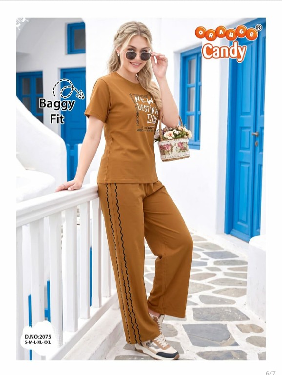ORANGE CANDY D.NO 2075 WHOLESALE READYMADE IMPORTED COTTON PREMIUM BEGGY FIT TRACK SUITS FOR WOMEN ONLINE