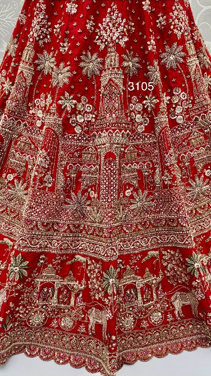 TEXTILEDEAL D.NO 3105 WHOLESALE GADHWAL SILK FANTASTIC RED BRIDAL LEHENGA CHOLI FOR EXPORT