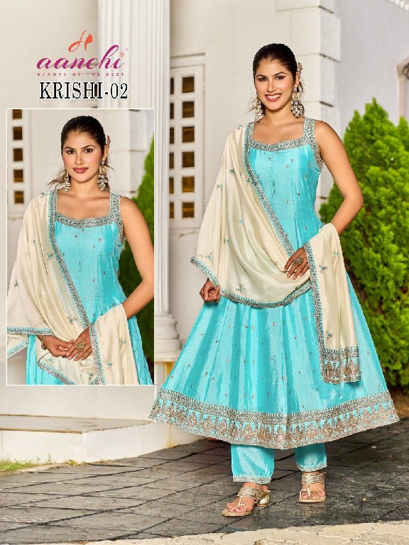 AANCHI KRISHI WHOLESALE READYMADE VICHITRA SILK SPEGHETTI STYLE 3 PCS COMBO SET SUITS EXPORTER