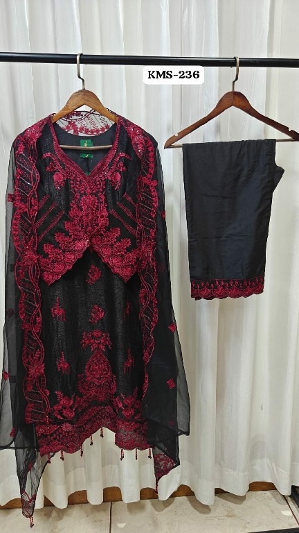 TEXTILEDEAL D.NO KMS-236 WHOLESALE READYMADE IMPORTED HEAVY WORK ELEGANCE 3 PCS SUITS FOR EXPORT