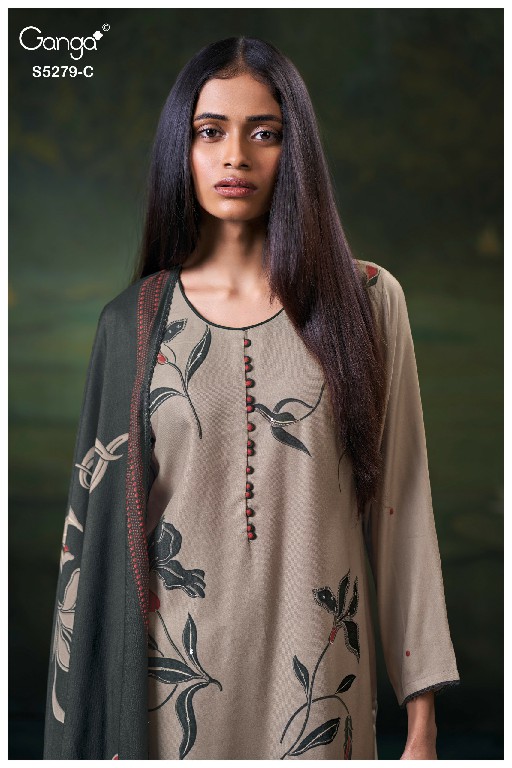 GANGA HENLEY S5279 WHOLESALE PURE WOOL PASHMINA WINTER CASUAL WEAR DRESS MATERIAL ONLINE