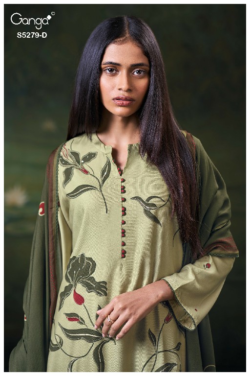 GANGA HENLEY S5279 WHOLESALE PURE WOOL PASHMINA WINTER CASUAL WEAR DRESS MATERIAL ONLINE