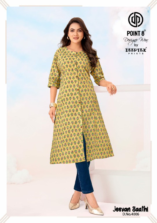 JEEVAN SAATHI VOL 4 BY DEEPTEX POINT 8 WHOLESALE COTTON A-LINE CUT READYMADE LONG BIG SIZE KURTI EXPORTER