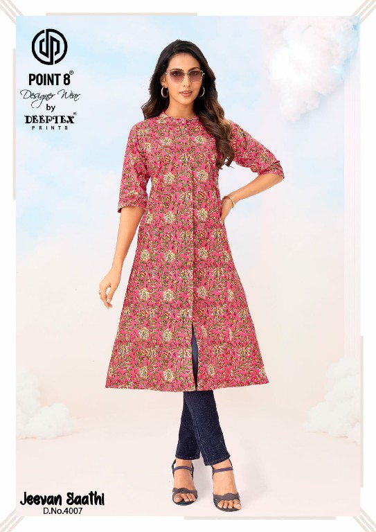 JEEVAN SAATHI VOL 4 BY DEEPTEX POINT 8 WHOLESALE COTTON A-LINE CUT READYMADE LONG BIG SIZE KURTI EXPORTER