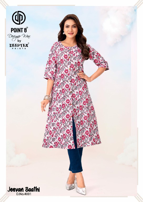 JEEVAN SAATHI VOL 4 BY DEEPTEX POINT 8 WHOLESALE COTTON A-LINE CUT READYMADE LONG BIG SIZE KURTI EXPORTER
