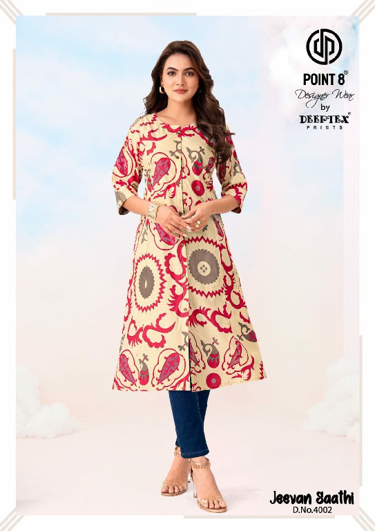 JEEVAN SAATHI VOL 4 BY DEEPTEX POINT 8 WHOLESALE COTTON A-LINE CUT READYMADE LONG BIG SIZE KURTI EXPORTER