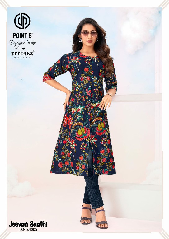 JEEVAN SAATHI VOL 4 BY DEEPTEX POINT 8 WHOLESALE COTTON A-LINE CUT READYMADE LONG BIG SIZE KURTI EXPORTER