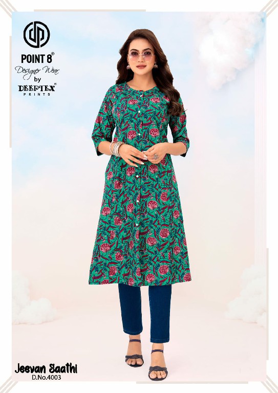 JEEVAN SAATHI VOL 4 BY DEEPTEX POINT 8 WHOLESALE COTTON A-LINE CUT READYMADE LONG BIG SIZE KURTI EXPORTER