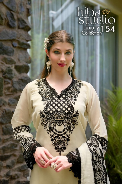 HIBA STUDIO D.NO LPC-154 WHOLESALE READYMADE ORGANZA ELEGANT PAKISTANI 3 PCS COMBO SET SUITS EXPORTER