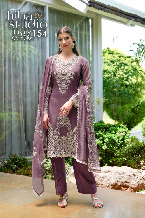 HIBA STUDIO D.NO LPC-154 WHOLESALE READYMADE ORGANZA ELEGANT PAKISTANI 3 PCS COMBO SET SUITS EXPORTER