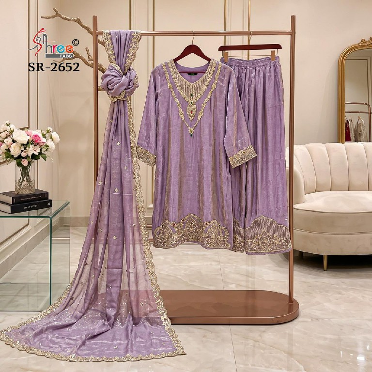 SHREE FABS R-2652 WHOLESALE READYMADE VISCOSE TISSUE HEAVY BEATS ORK 3 PCS SUITS SUPPLIER