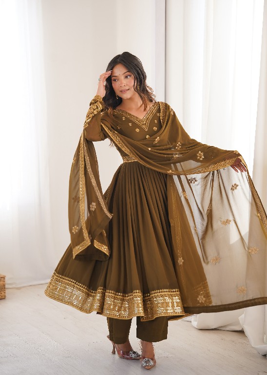 SP SERIES D.NO SP-104 WHOLESALE READYMADE FAUX GEORGETTE ANARKALI STYLE DESIGNER 3 PCS SUITS EXPORTER