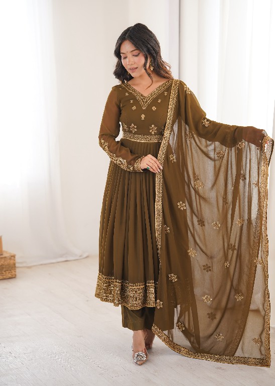 SP SERIES D.NO SP-104 WHOLESALE READYMADE FAUX GEORGETTE ANARKALI STYLE DESIGNER 3 PCS SUITS EXPORTER