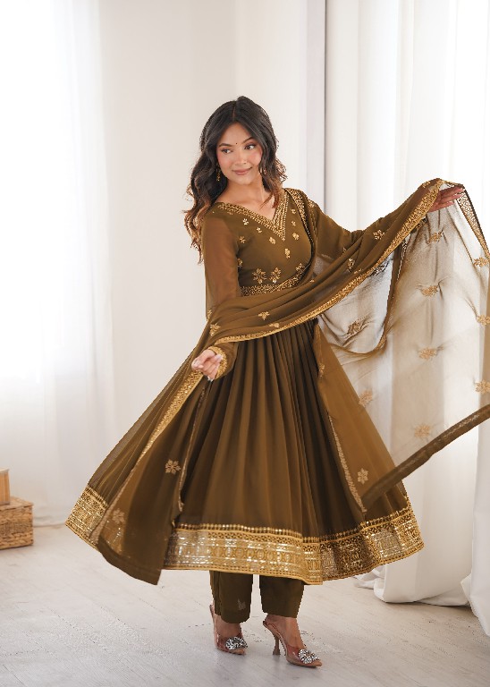 SP SERIES D.NO SP-104 WHOLESALE READYMADE FAUX GEORGETTE ANARKALI STYLE DESIGNER 3 PCS SUITS EXPORTER