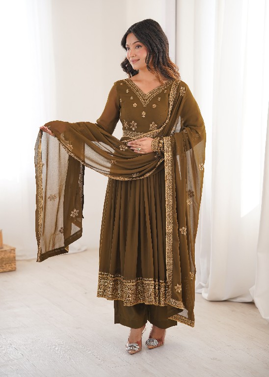 SP SERIES D.NO SP-104 WHOLESALE READYMADE FAUX GEORGETTE ANARKALI STYLE DESIGNER 3 PCS SUITS EXPORTER