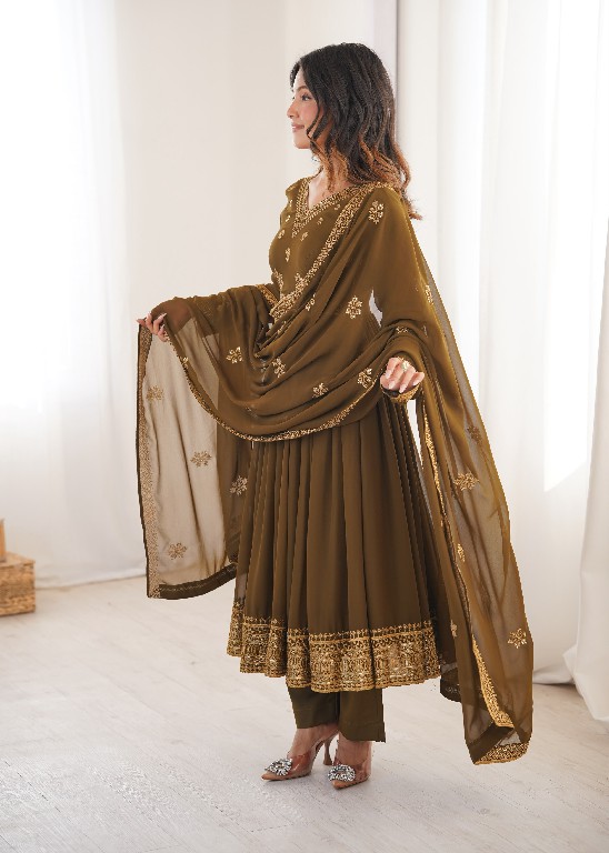 SP SERIES D.NO SP-104 WHOLESALE READYMADE FAUX GEORGETTE ANARKALI STYLE DESIGNER 3 PCS SUITS EXPORTER
