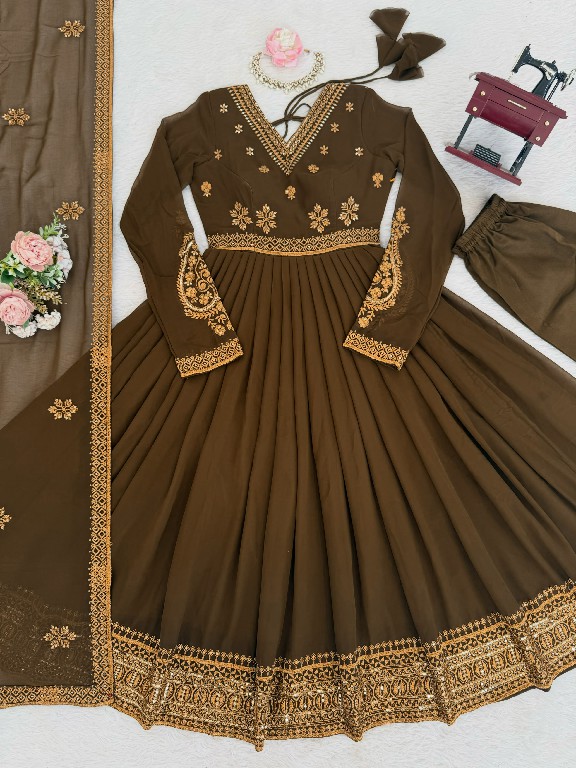 SP SERIES D.NO SP-104 WHOLESALE READYMADE FAUX GEORGETTE ANARKALI STYLE DESIGNER 3 PCS SUITS EXPORTER
