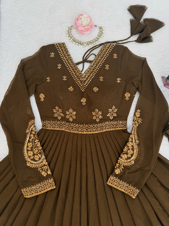 SP SERIES D.NO SP-104 WHOLESALE READYMADE FAUX GEORGETTE ANARKALI STYLE DESIGNER 3 PCS SUITS EXPORTER