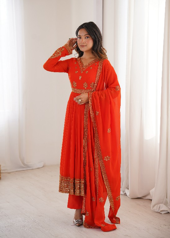 SP SERIES D.NO SP-104 WHOLESALE READYMADE FAUX GEORGETTE ANARKALI STYLE DESIGNER 3 PCS SUITS EXPORTER