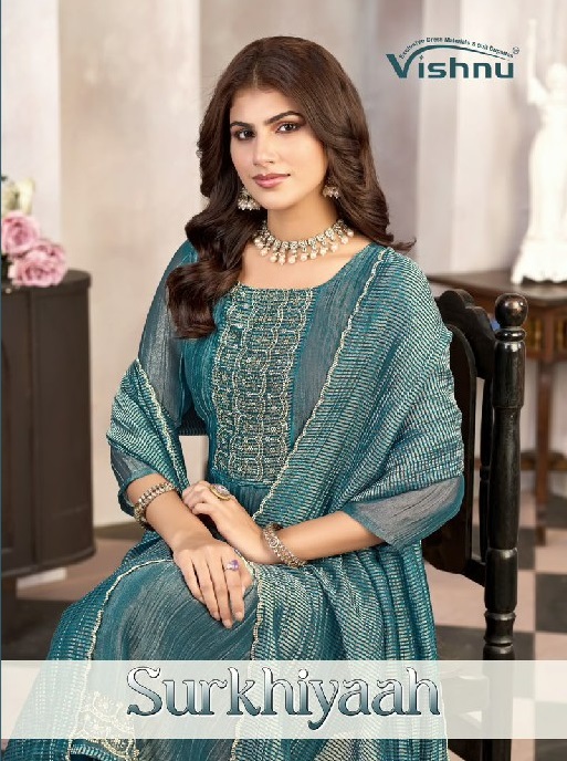 VISHNU SURKHIYAAH WHOLESALE SALSA SILK TRENDING DESIGN UNSTITCH SALWAR SUITS EXPORTER