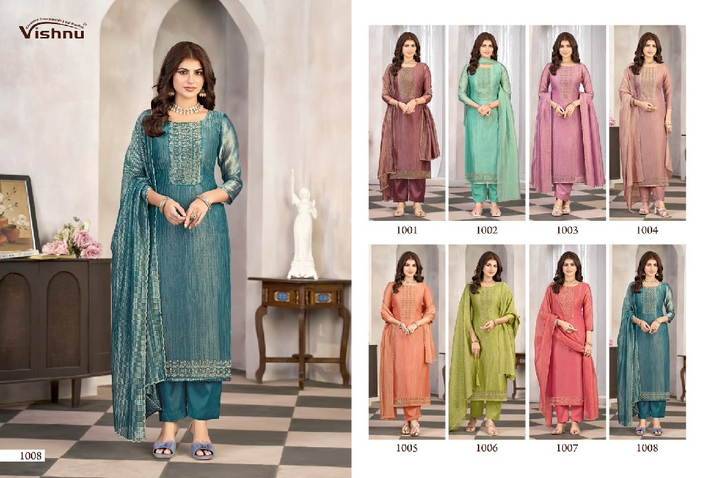 VISHNU SURKHIYAAH WHOLESALE SALSA SILK TRENDING DESIGN UNSTITCH SALWAR SUITS EXPORTER