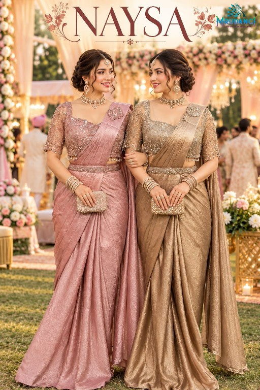 MRUDANGI NAYSA WHOLESALE REAL SATIN CRUSH READY TO WEAR PARTY WEAR SAREES FOR WOMEN ONLINE