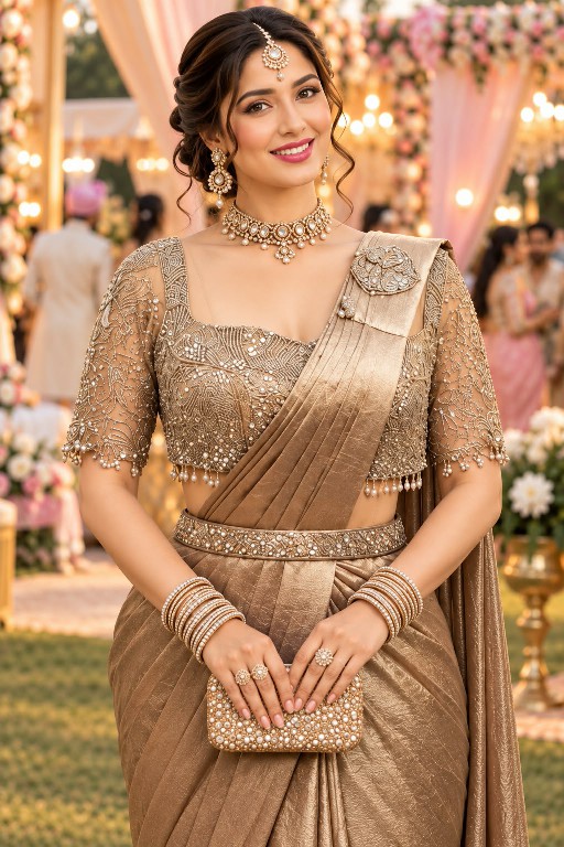 MRUDANGI NAYSA WHOLESALE REAL SATIN CRUSH READY TO WEAR PARTY WEAR SAREES FOR WOMEN ONLINE