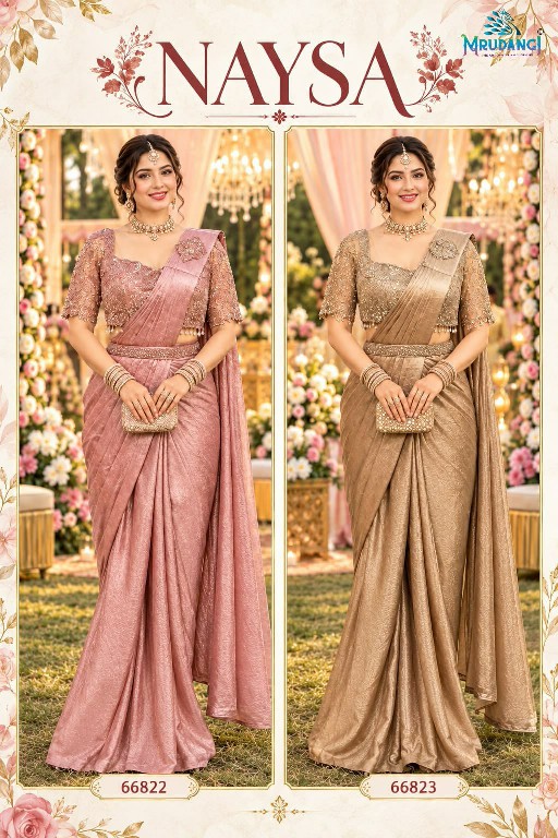 MRUDANGI NAYSA WHOLESALE REAL SATIN CRUSH READY TO WEAR PARTY WEAR SAREES FOR WOMEN ONLINE