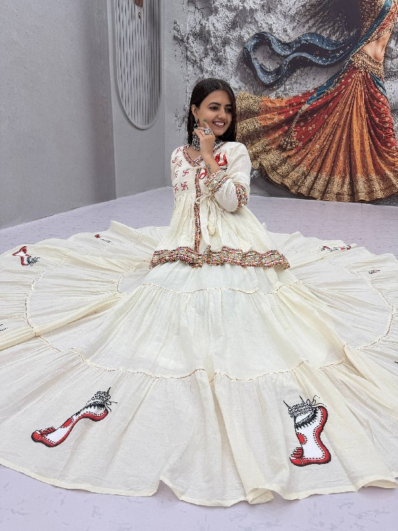 PRISHA CREATION D.NO PC-605 WHOLESALE READYMADE COTTON NAVRATRI SPECIAL KEDIYA STYLE LEHENGA CHOLI FOR EXPORT