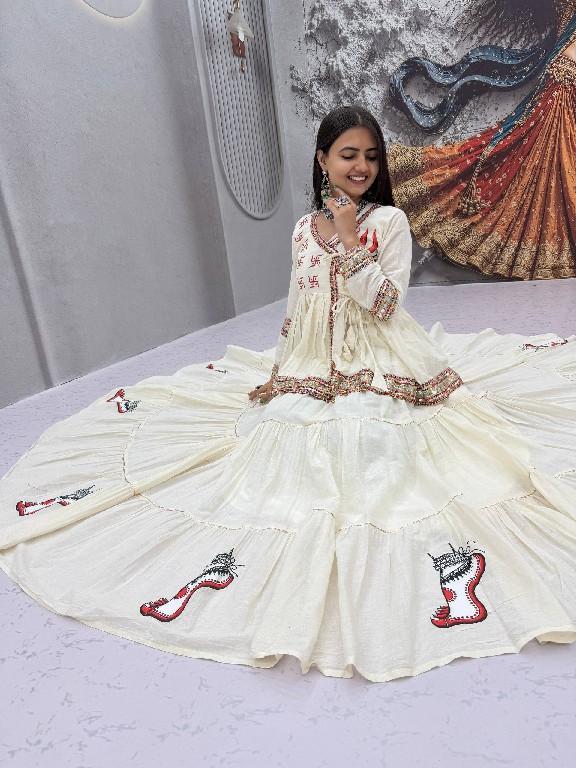 PRISHA CREATION D.NO PC-605 WHOLESALE READYMADE COTTON NAVRATRI SPECIAL KEDIYA STYLE LEHENGA CHOLI FOR EXPORT