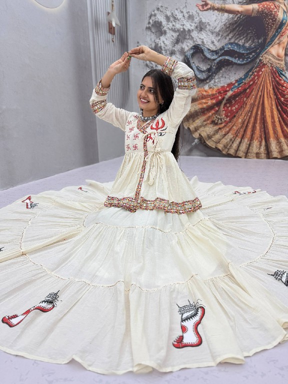 PRISHA CREATION D.NO PC-605 WHOLESALE READYMADE COTTON NAVRATRI SPECIAL KEDIYA STYLE LEHENGA CHOLI FOR EXPORT
