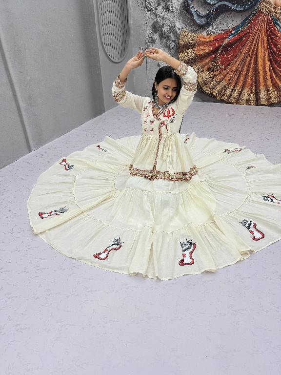 PRISHA CREATION D.NO PC-605 WHOLESALE READYMADE COTTON NAVRATRI SPECIAL KEDIYA STYLE LEHENGA CHOLI FOR EXPORT