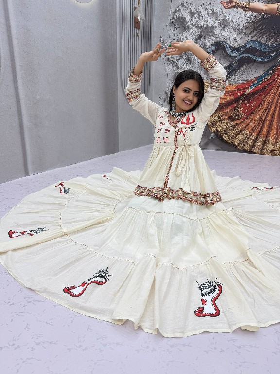 PRISHA CREATION D.NO PC-605 WHOLESALE READYMADE COTTON NAVRATRI SPECIAL KEDIYA STYLE LEHENGA CHOLI FOR EXPORT