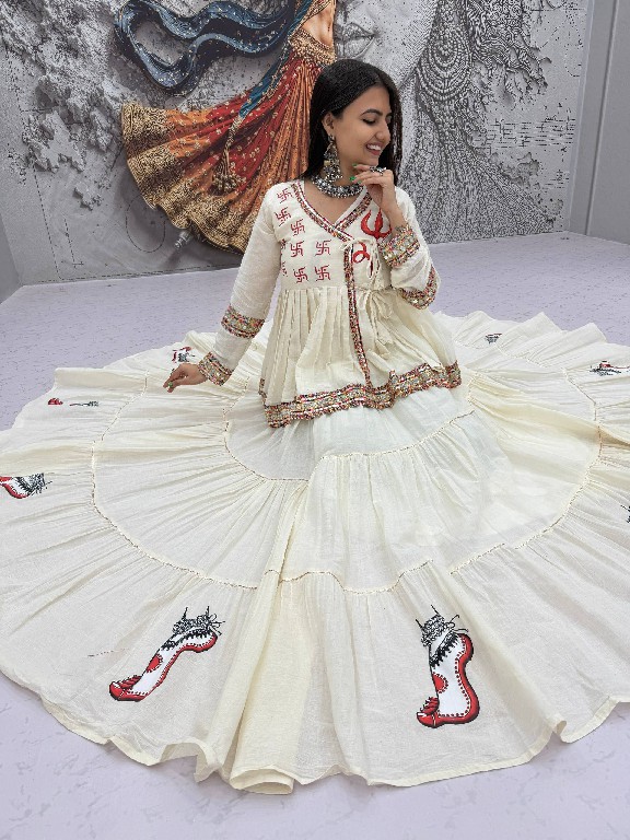 PRISHA CREATION D.NO PC-605 WHOLESALE READYMADE COTTON NAVRATRI SPECIAL KEDIYA STYLE LEHENGA CHOLI FOR EXPORT