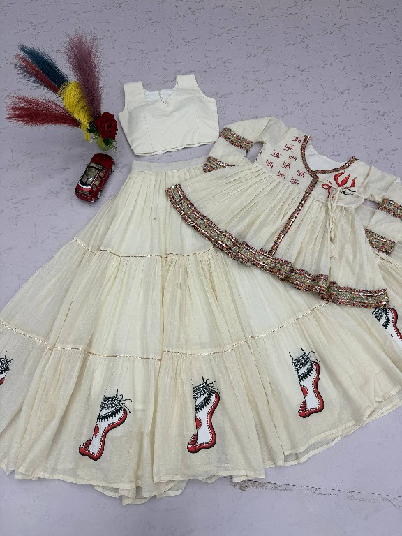 PRISHA CREATION D.NO PC-605 WHOLESALE READYMADE COTTON NAVRATRI SPECIAL KEDIYA STYLE LEHENGA CHOLI FOR EXPORT