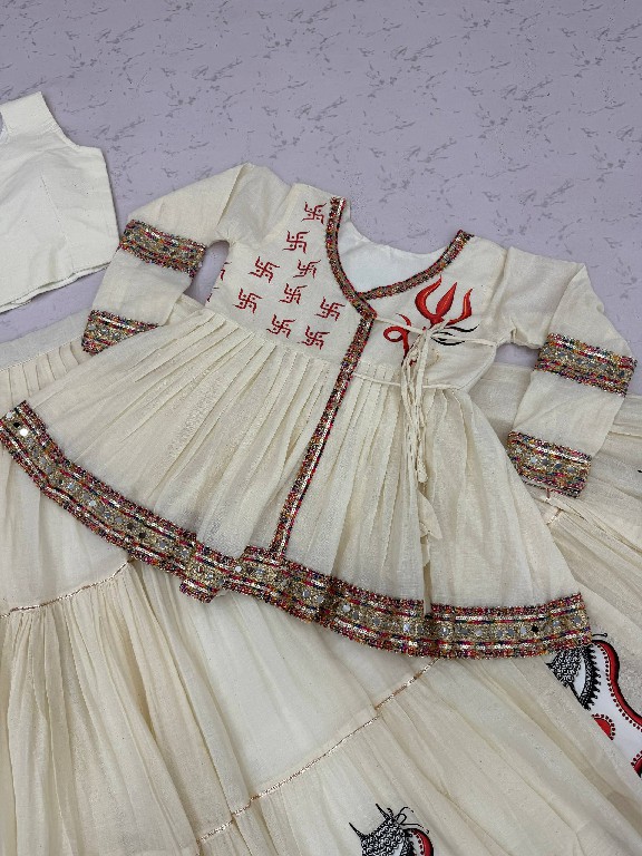 PRISHA CREATION D.NO PC-605 WHOLESALE READYMADE COTTON NAVRATRI SPECIAL KEDIYA STYLE LEHENGA CHOLI FOR EXPORT
