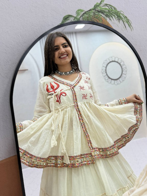 PRISHA CREATION D.NO PC-605 WHOLESALE READYMADE COTTON NAVRATRI SPECIAL KEDIYA STYLE LEHENGA CHOLI FOR EXPORT